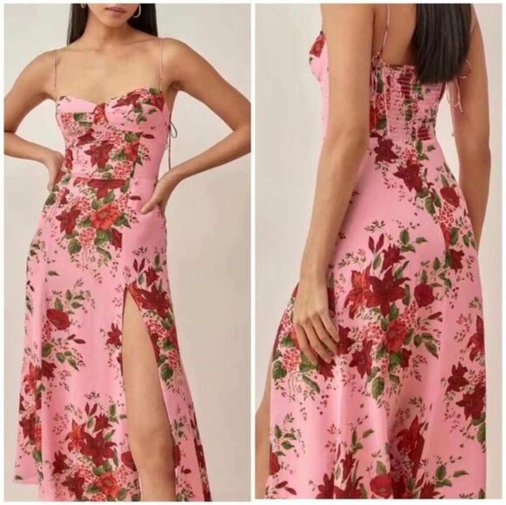 Reformation Juliette Midi Pink Dress Valeria Size 0P